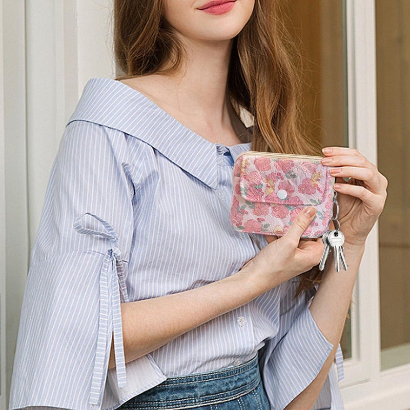 Modacarry Store Cotton Quilted Floral Coin Pouch with Cute Prints Zipper for Women Girls (FLOWER YELLOW RABBIT) - Image 5